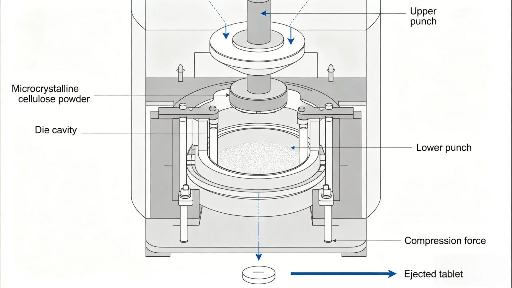 microcrystalline cellulose tablet compression mechanism