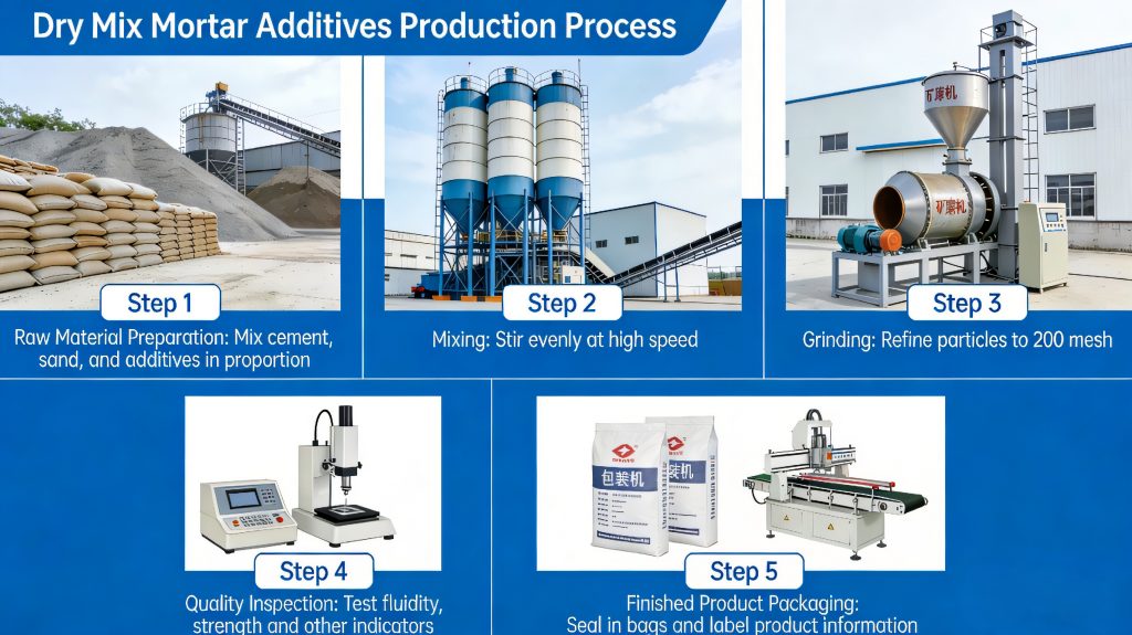 High-performance tile adhesive application on wall using dry mix mortar additives