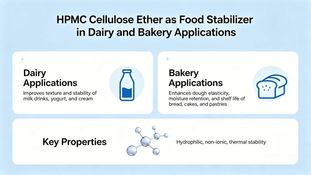 HPMC cellulose ether used as food stabilizer in dairy and bakery applications