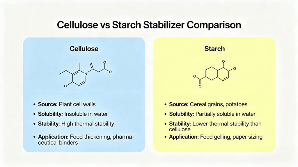 food stabilizer comparison between cellulose and modified starch