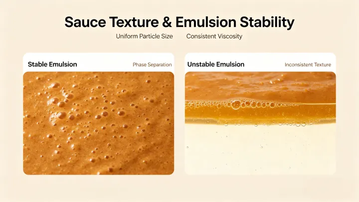 Cellulose stabilizer improving bakery sauce texture and emulsion stability
