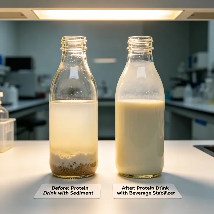 protein drink sedimentation prevention using beverage stabilizer