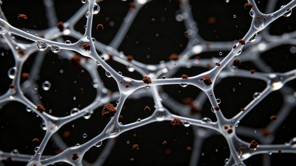 CMC molecular network stabilizing cocoa particles in dairy beverages