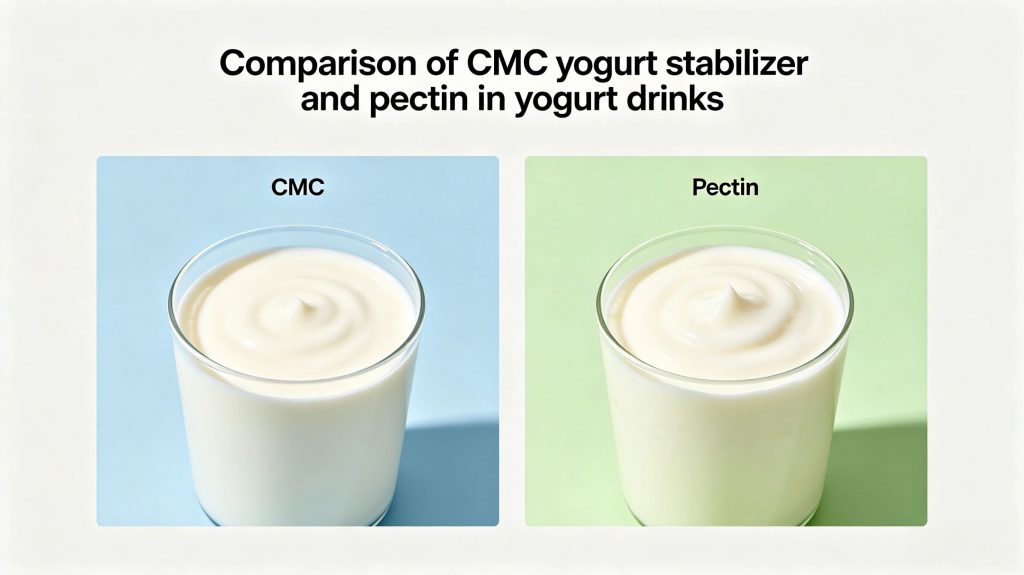 Comparison of CMC yogurt stabilizer with pectin and xanthan gum in yogurt drink stabilizer systems
