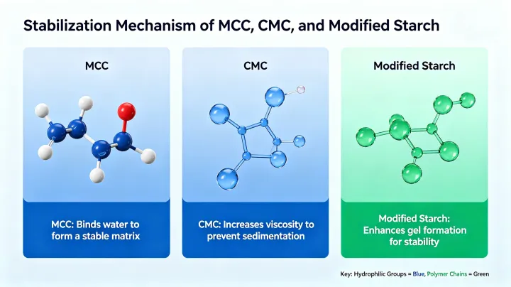 plant-based milk stabilizer three-component system diagram