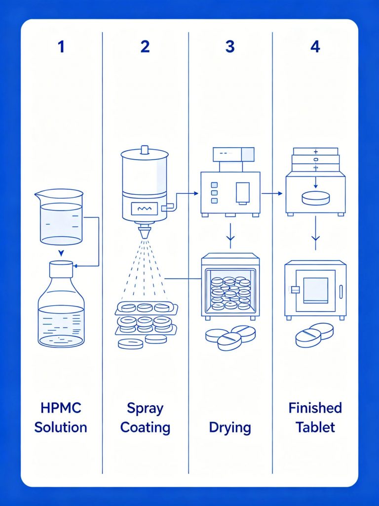 HPMC uses in pharmaceuticals film coating process