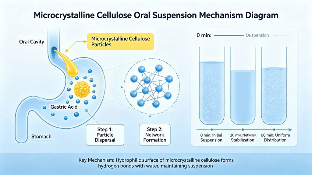 microcrystalline cellulose oral suspension mechanism diagram