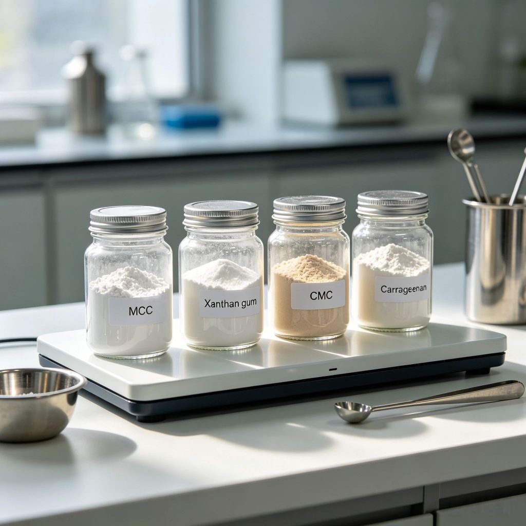MCC vs xanthan gum vs CMC vs carrageenan comparison