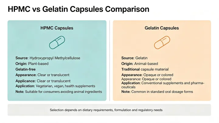 HPMC vs gelatin capsules comparison for pharmaceutical and supplement applications