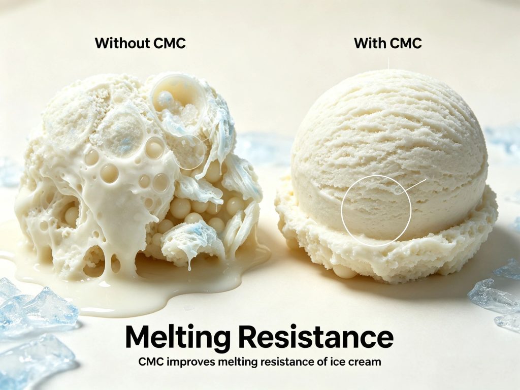CMC improves melting resistance of ice cream