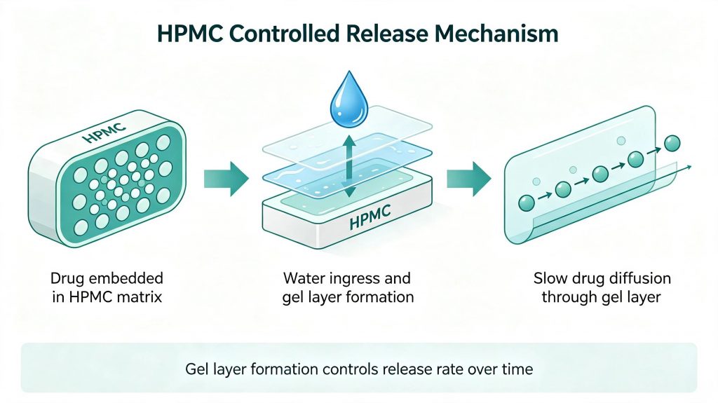 HPMC hydration gel layer mechanism for controlled release tablets