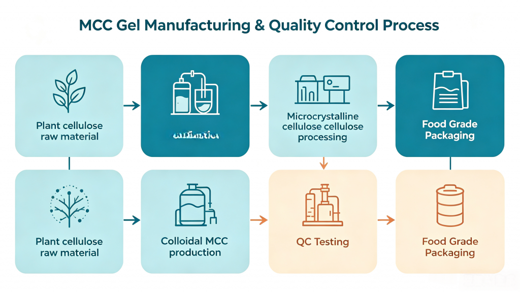 MCC Gel manufacturing process and quality control for food grade stabilizer production