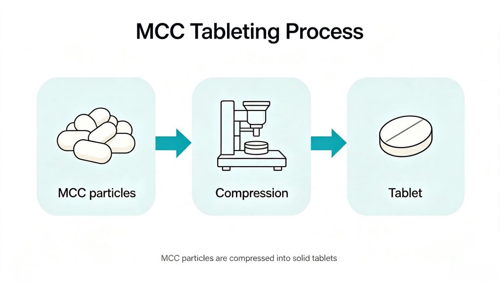 Microcrystalline cellulose MCC as direct compression pharmaceutical excipient