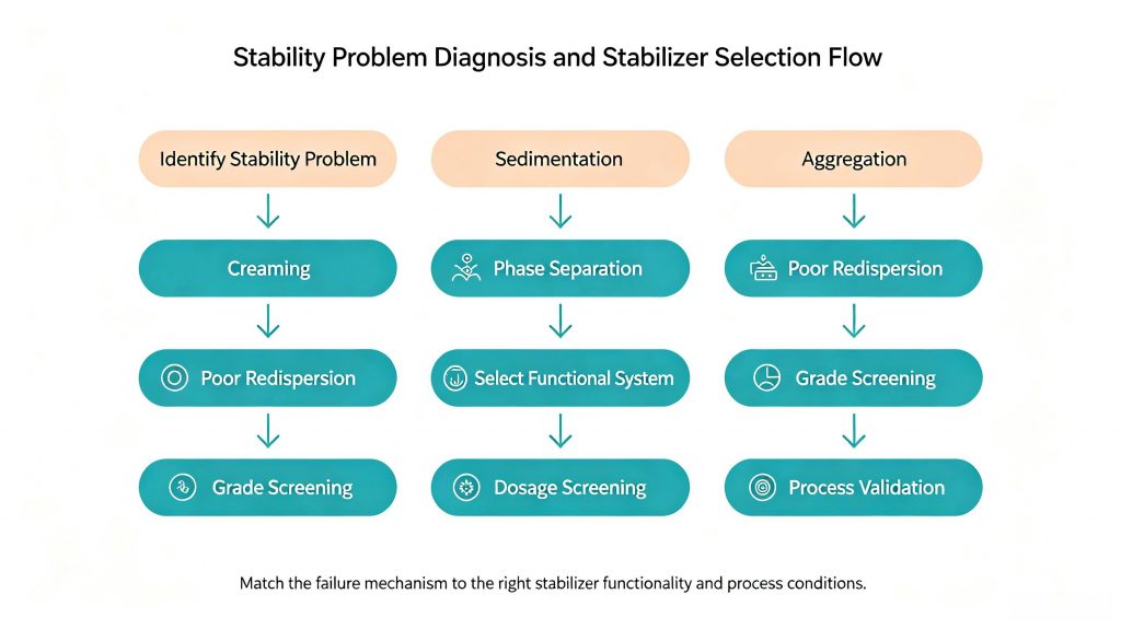 protein drink stabilizer selection flowchart