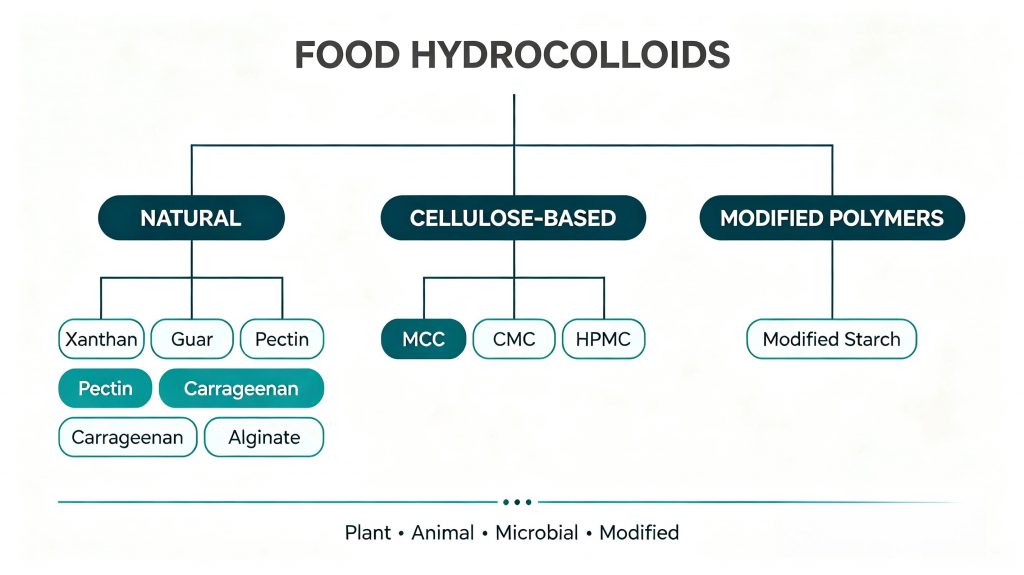 food hydrocolloids guide showing hydrocolloid functions in food
