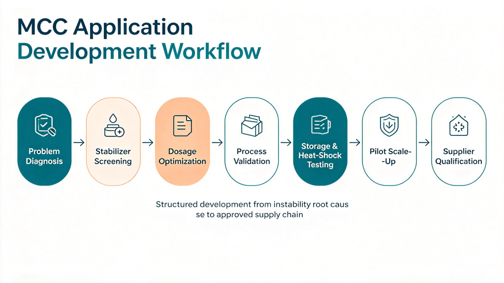 Ice cream formulation development workflow from diagnosis to supplier qualification