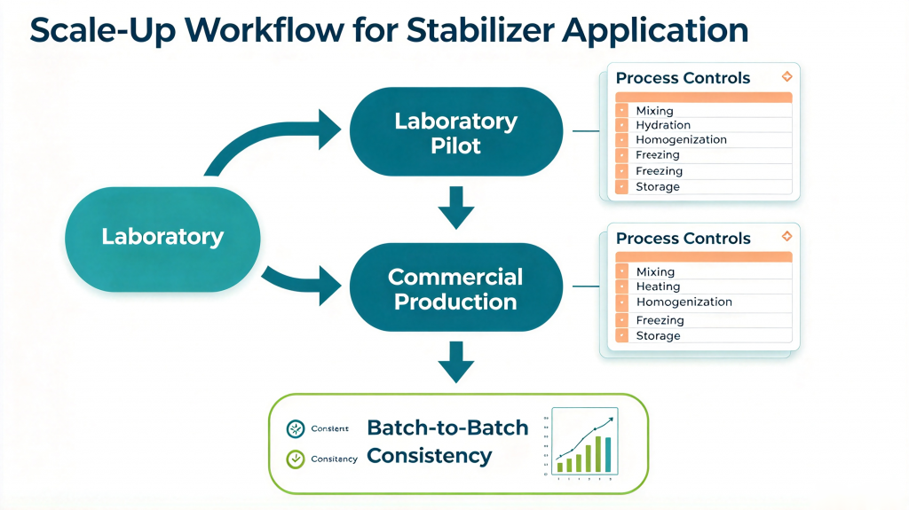 ice cream stabilizer scale-up from laboratory trials to commercial production