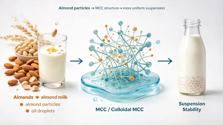 MCC in almond milk for suspension stability