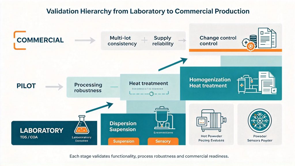 MCC supplier qualification from laboratory to pilot and commercial production