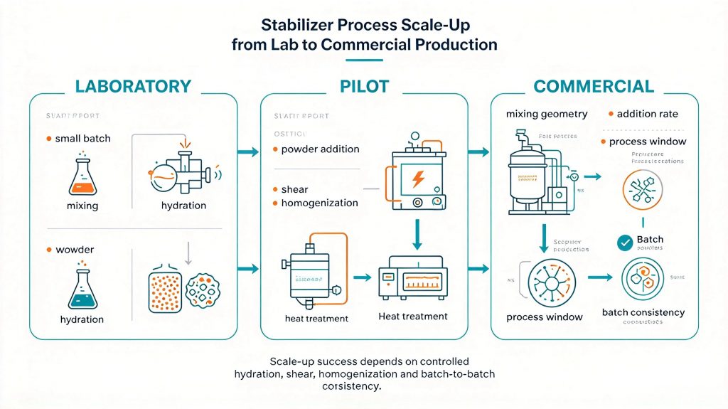 Oat milk formulation scale-up from laboratory to commercial production