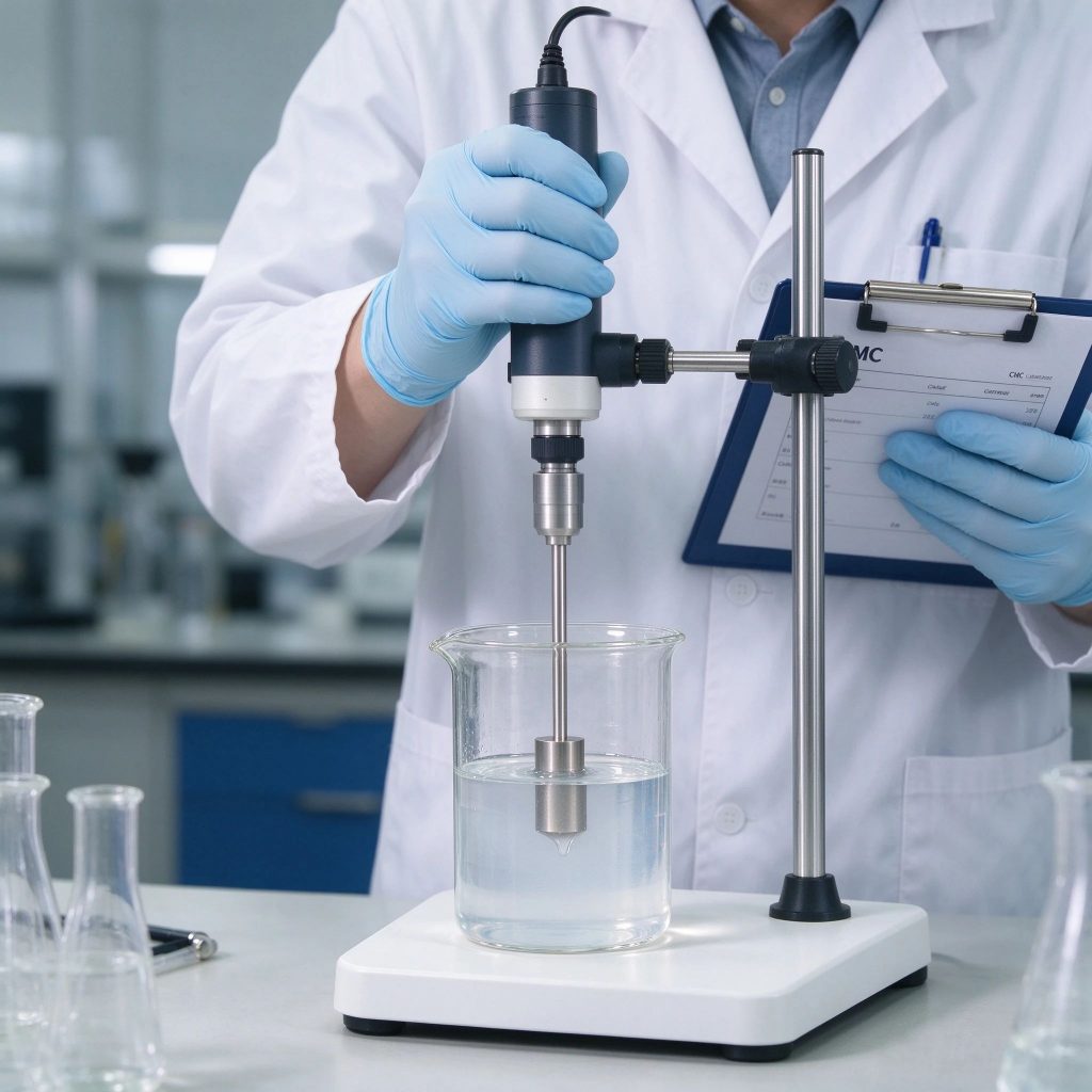 Laboratory viscosity testing of low viscosity CMC solution